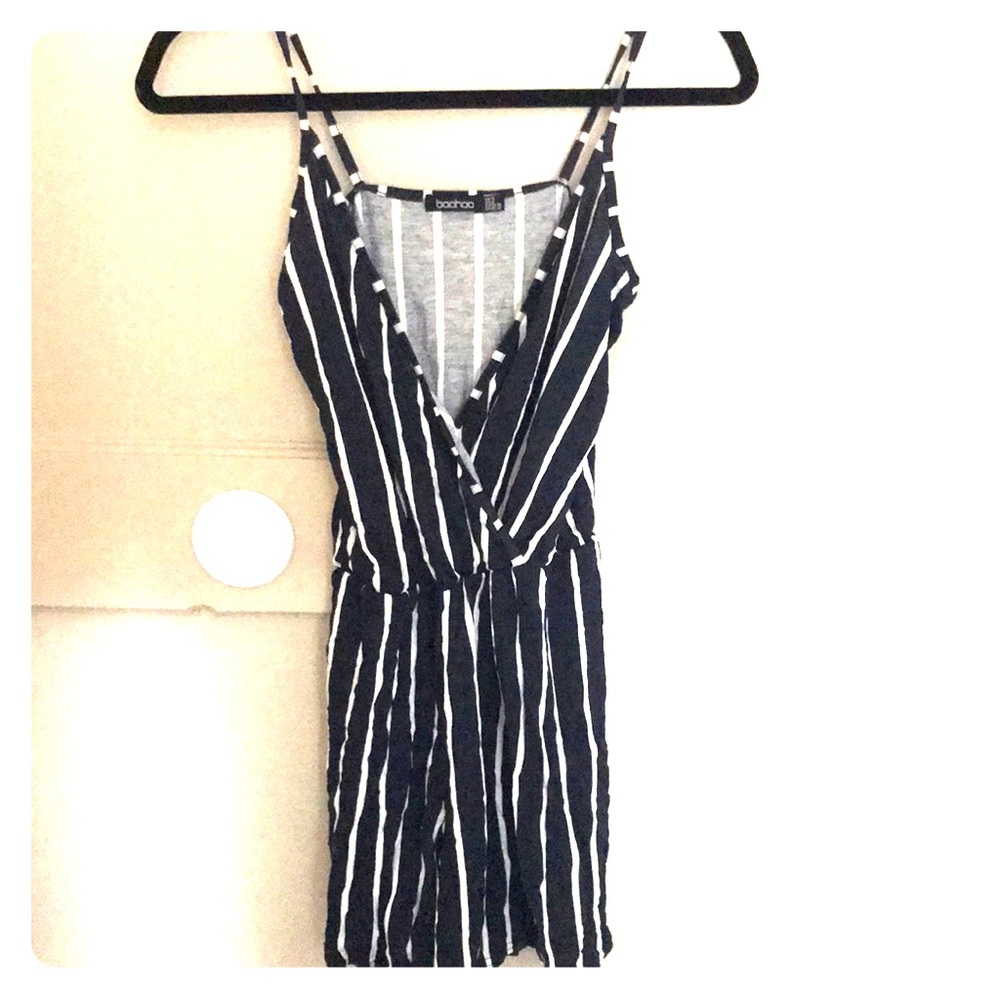 Blue and white romper